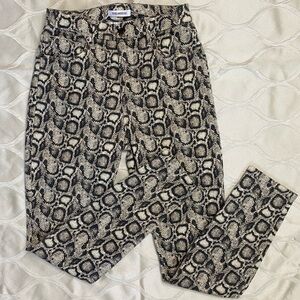 Good American -  Black and Cream Snake Print High Waisted Skinny Pants